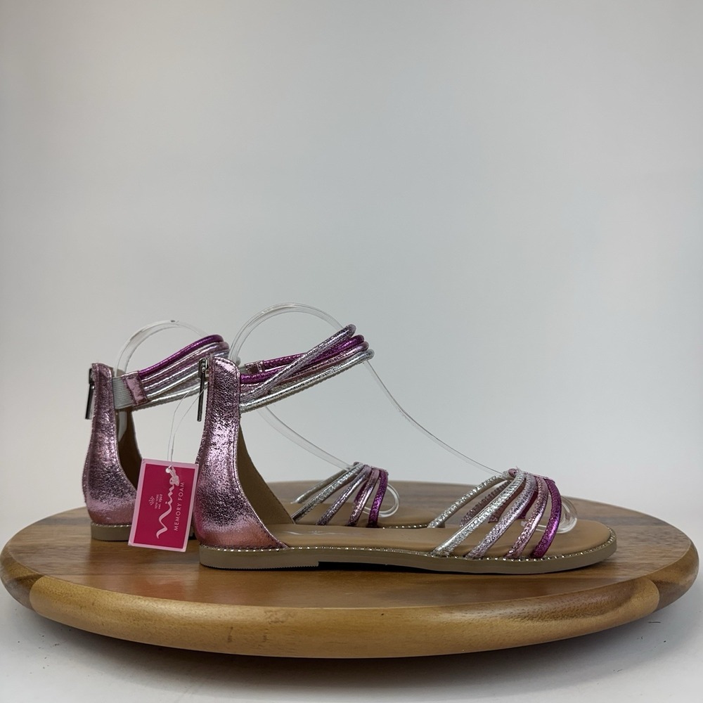 New NWOB Big Kids Girls Nina Brianna Pink Metallic Strappy Sandals Size 3 Y